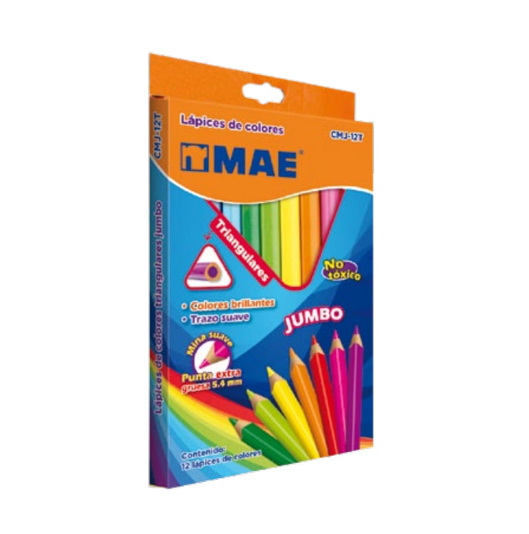 Colores Mae CMJ-12T Triangulares Jumbo Caja C/12 Pzas