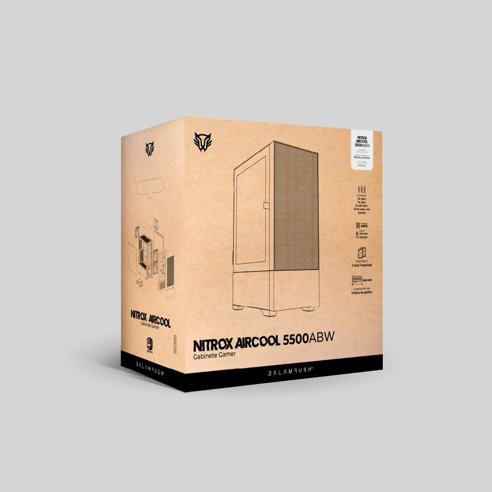 Balam Rush Nitrox Aircool 5500 ABW Midi Tower Negro, Blanco