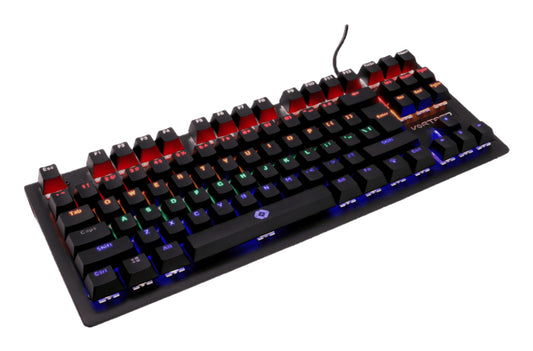 Teclado Gaming Vortred Alpha Mecánico Compacto LED/RGB Color Negro