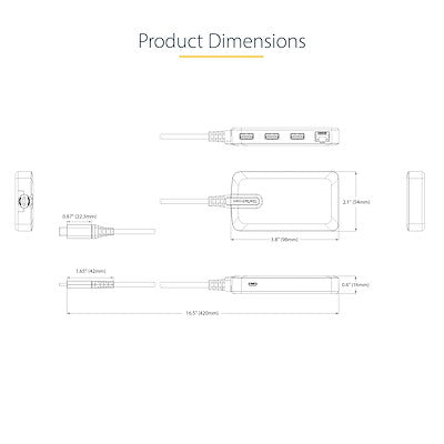 StarTech.com 5G3AGBB-USB-C-HUB base para laptop o replicador de puertos Alámbrico USB 3.2 Gen 1 (3.1 Gen 1) Type-C Gris