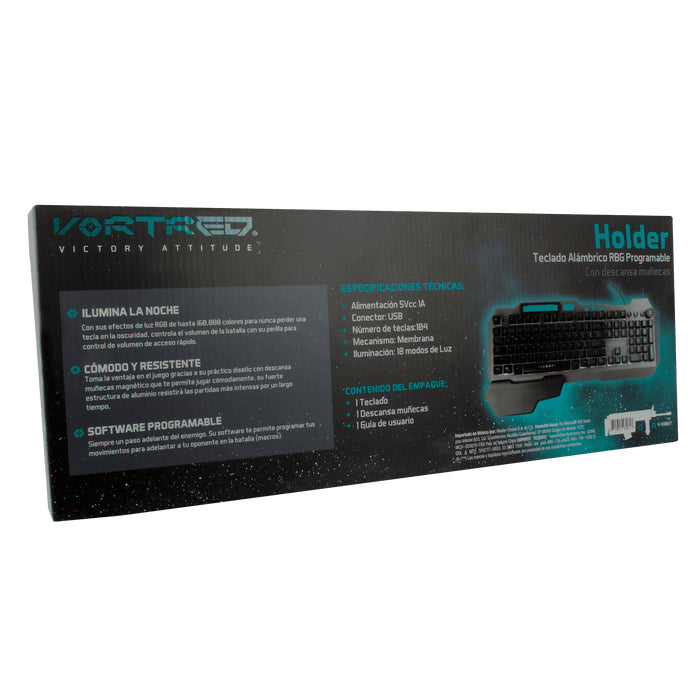 Teclado Vortred Holder Alámbrico RGB Programable