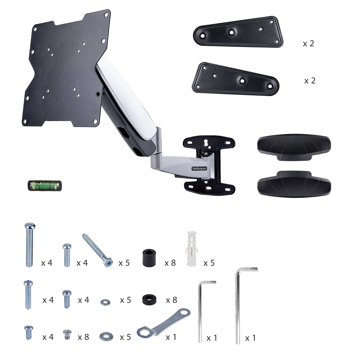 StarTech.com FHA-TV-WALL-MOUNT soporte para TV 139.7 cm (55") Negro, Plata