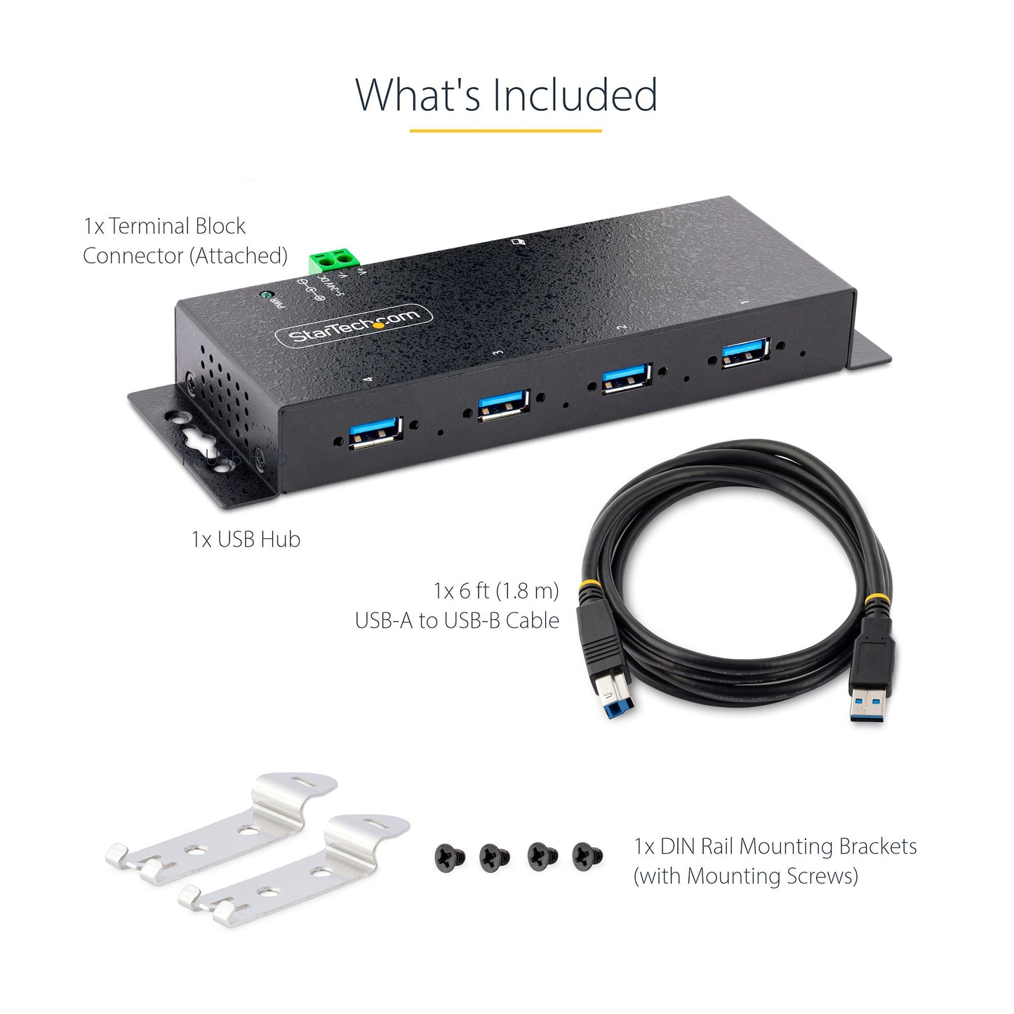 StarTech.com 5G4AINDNP-USB-A-HUB nodo concentrador USB 3.2 Gen 1 (3.1 Gen 1) Type-B 5000 Mbit/s Negro