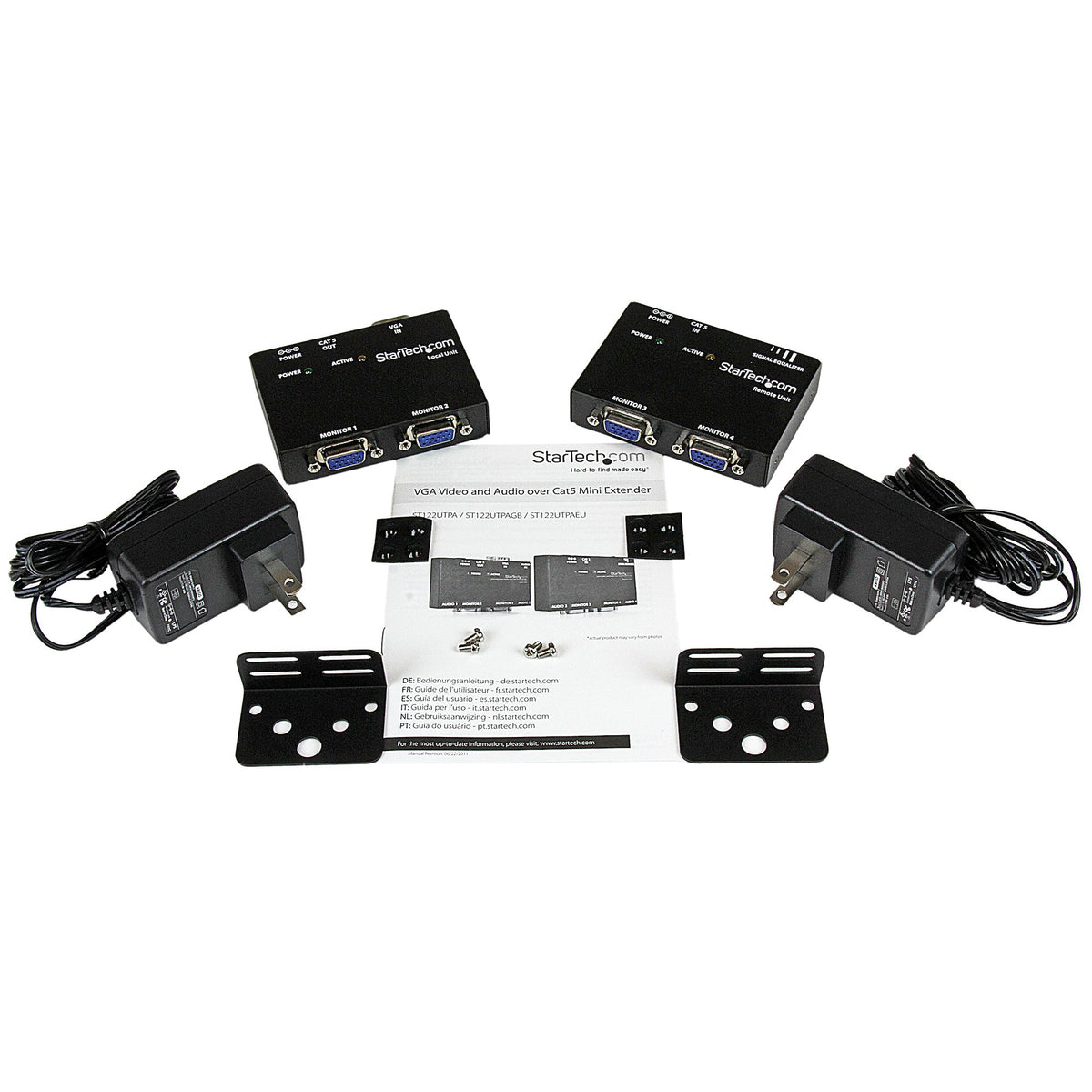 StarTech.com ST121UTP extensor de audio/video Transmisor y receptor AV Negro