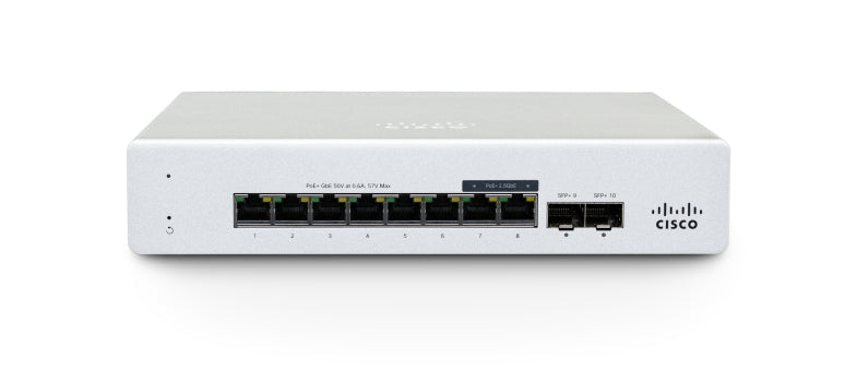 Cisco Meraki MS130-8 dispositivo de redes Gestionado 2.5G Ethernet (100/1000/2500) Energía sobre Ethernet (PoE) 1U Aluminio