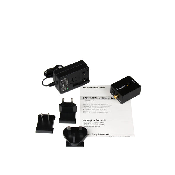 StarTech.com SPDIF2AA convertidor de audio Negro