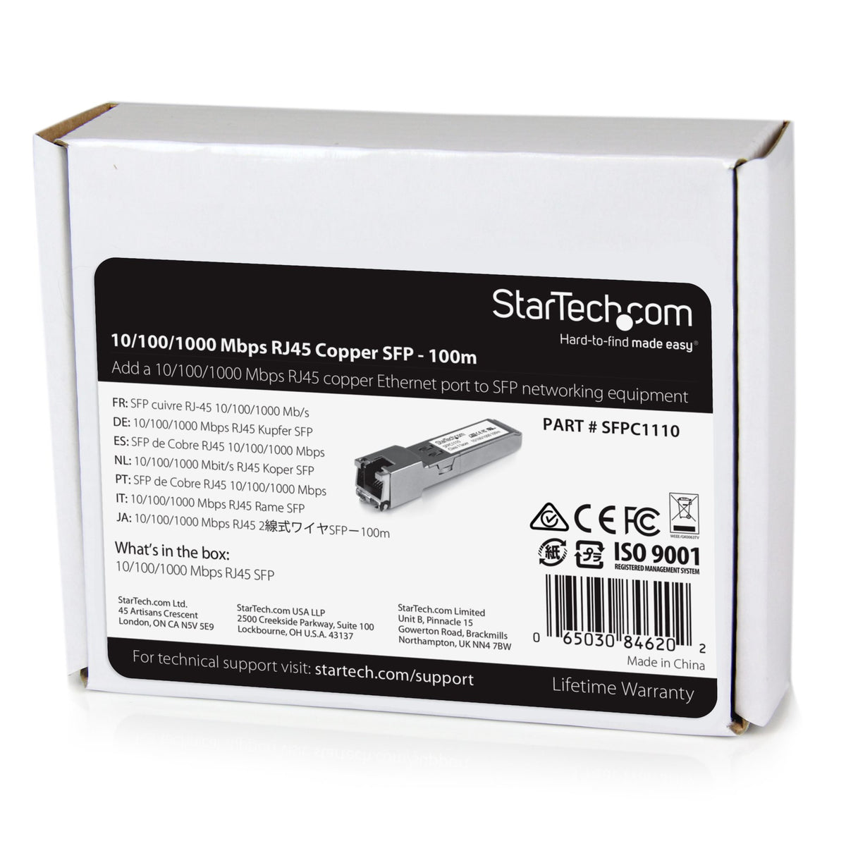 StarTech.com SFPC1110 módulo de red del transceptor Cobre 1250 Mbit/s