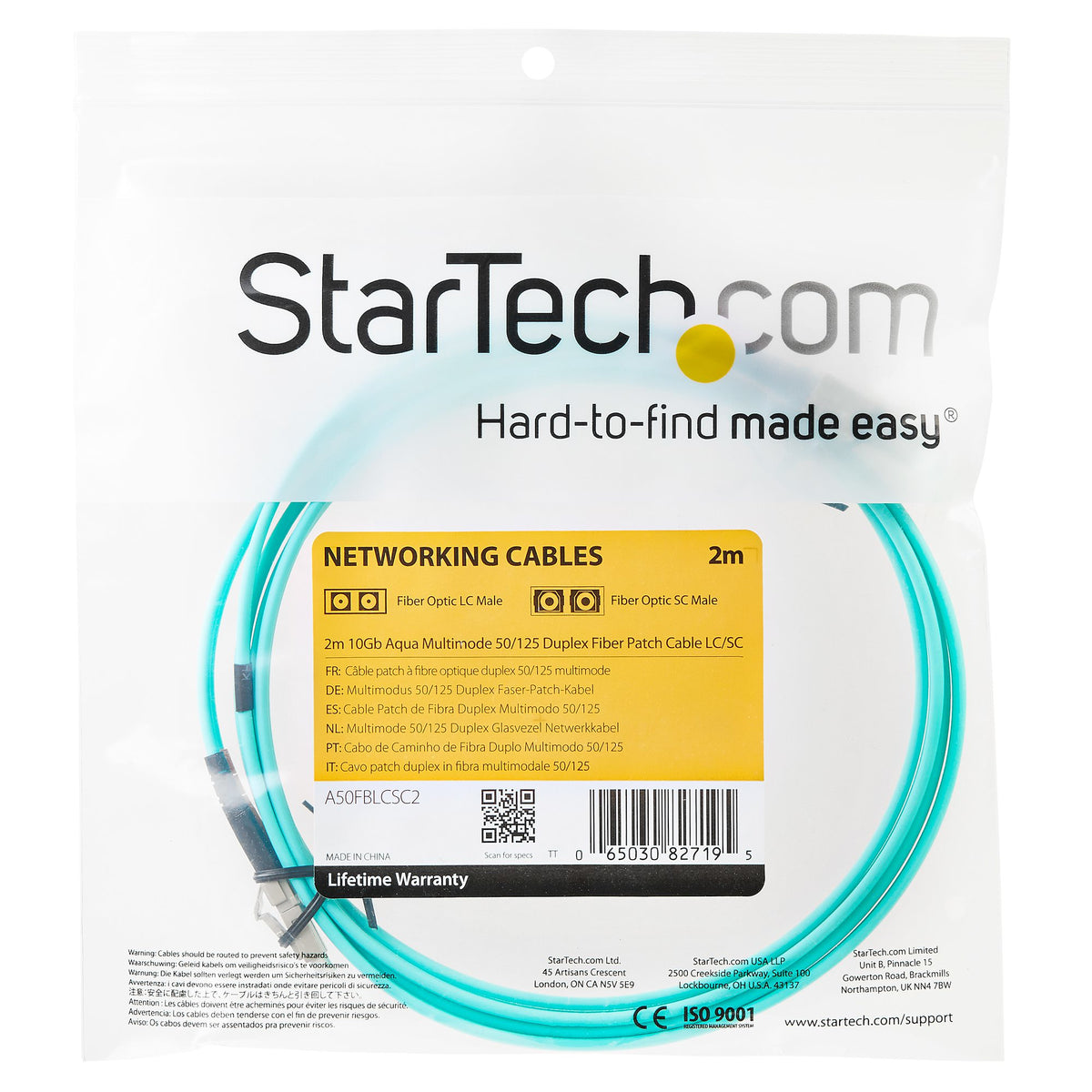 StarTech.com A50FBLCLC2 cable InfiniBand y de fibra óptica Turquesa