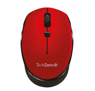 Mouse Inalambrico TechZone Optico 800 a 1600dpi Ajustable 3 Botones Ambidiestro Win/MAC Color Rojo