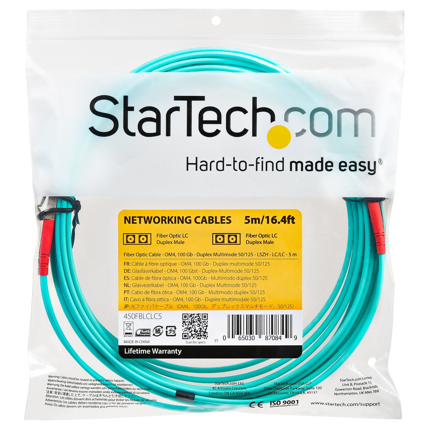 StarTech.com 450FBLCLC5 cable InfiniBand y de fibra óptica Color aguamarina