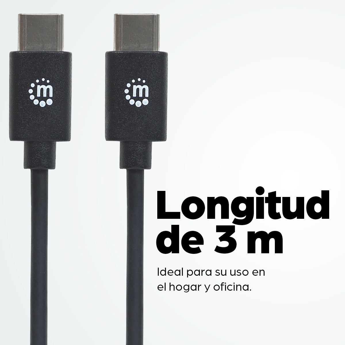 Cable Manhattan USB-C 2.0 Alta Velocidad 3m Color Negro