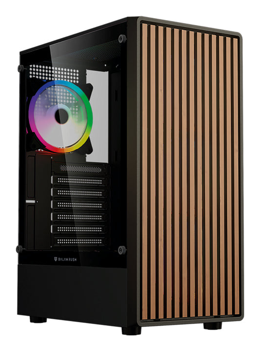 Gabinete Gamer Balam Rush Compact Media Torre Dragonfly Wood GM580 / Negro