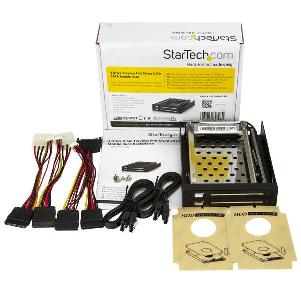 StarTech.com HSB220SAT25B panel para bahía de discos 8.89 cm (3.5") Panel embellecedor frontal Negro