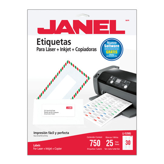 ETIQUETA JANEL LASER J-5260 25X67 MM C/750