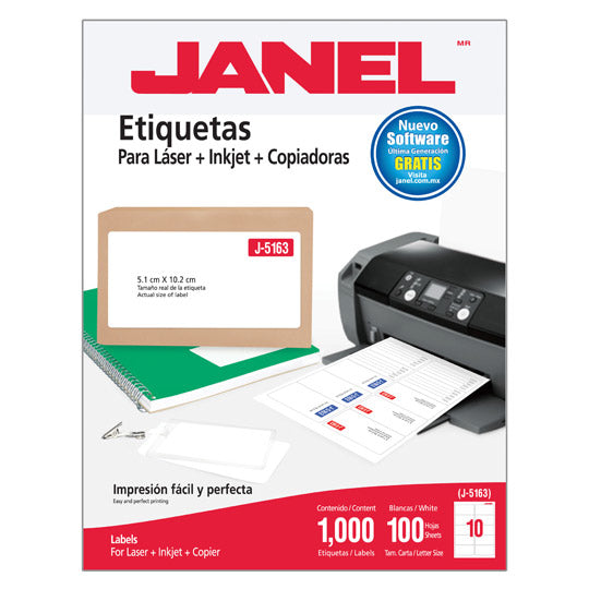 Etiquetas Adhesivas Janel Láser J-5163 51x102mm C/1000