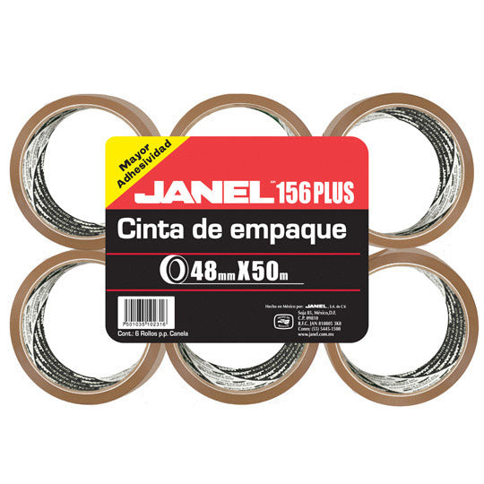Cinta Janel 156 Empaque Canela 48mmx50m Paquete C/6 Pzas