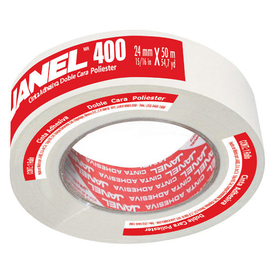 Cinta Janel Doble Capa Poliéster 400 24mmx50m 1 Pieza