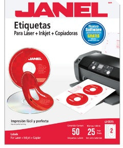 ETIQUETA BLANCA JANEL PARA CD/DVD 117MM 25HJS 50 ETIQ