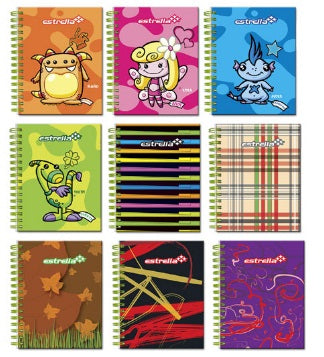 Libreta ESTRELLA 1/8 Espiral Doble WIRE-O Pasta Dura Raya 80 Hojas