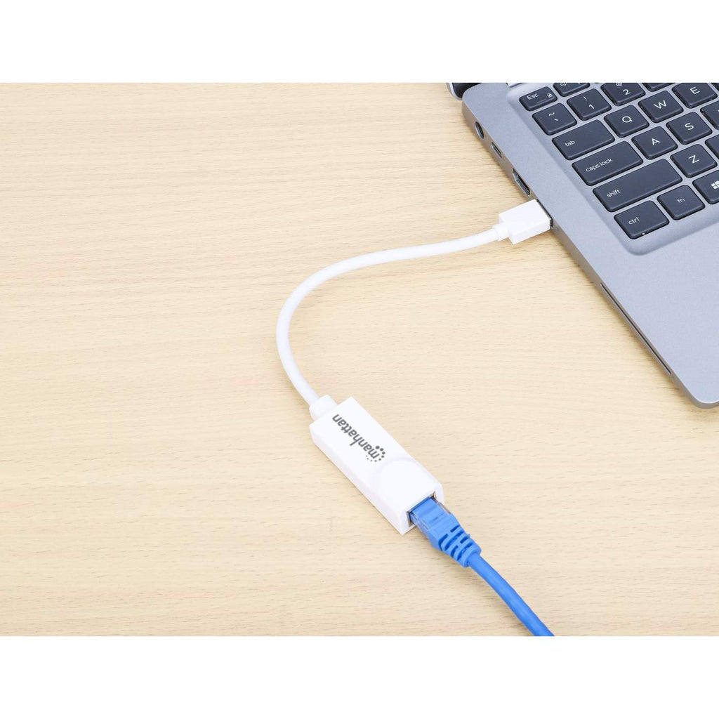 Adaptador Manhattan Súper Velocidad USB 3.0 a RJ-45 GB Ethernet Color Blanco