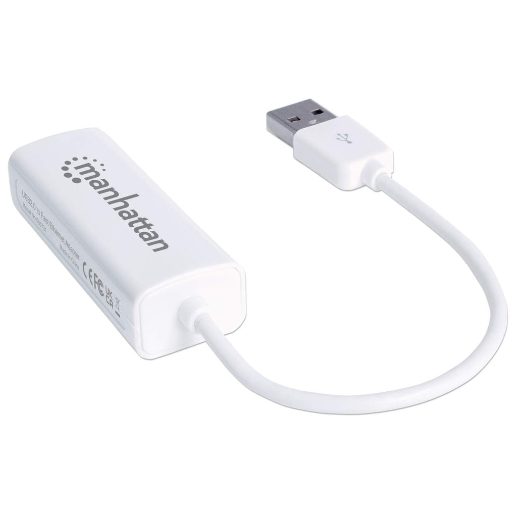 Adaptador Manhattan Fast Ethernet USB 2.0 Alta Velocidad 10/100 Color Blanco