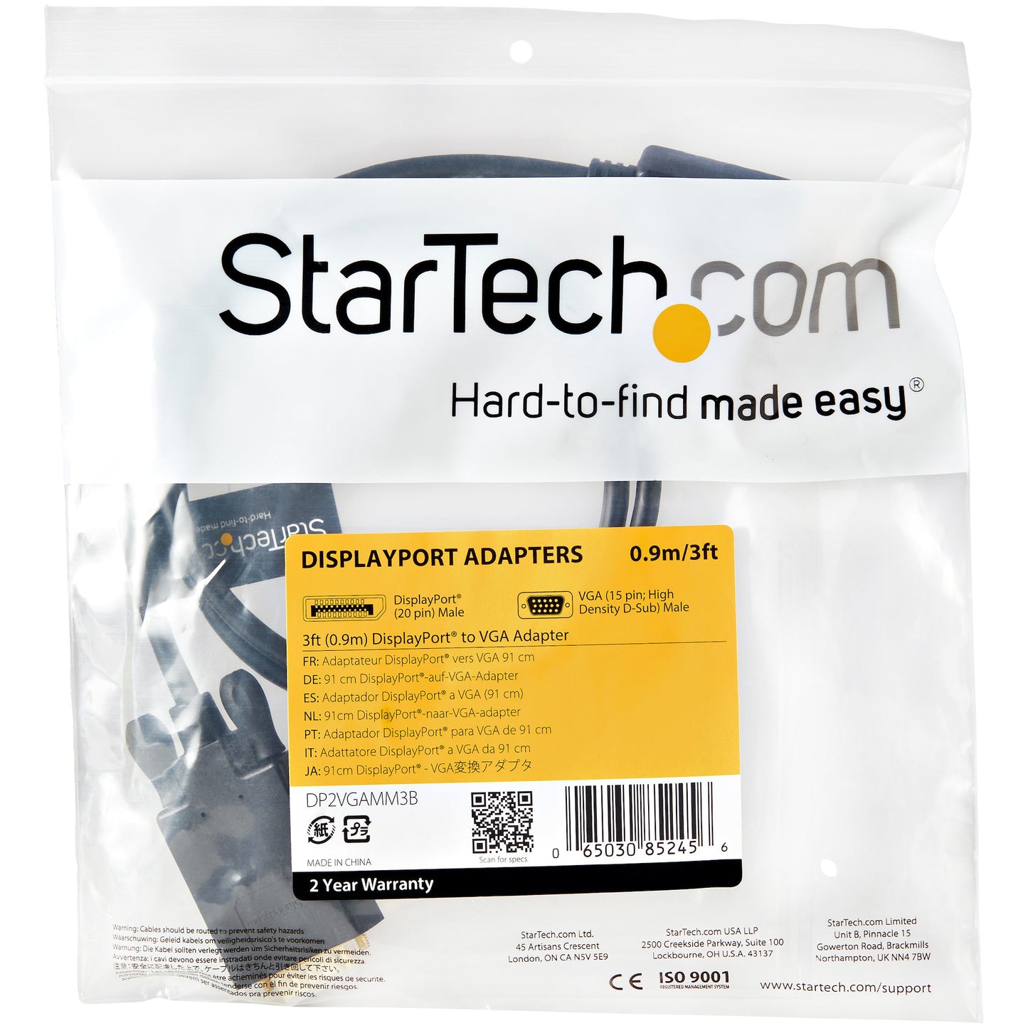 StarTech.com DP2VGAMM3B adaptador de cable de vídeo 0.91 m VGA (D-Sub)