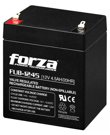 Batería Forza FUB-1245 Sellada de Plomo-Ácido Recargable 12V 4.5Ah AGM Sin Mantenimiento Negro