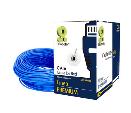 BRobotix Bobina de Cable Ethernet Cat6, UTP, 305 Metros cable de red Azul 305 m U/UTP (UTP)