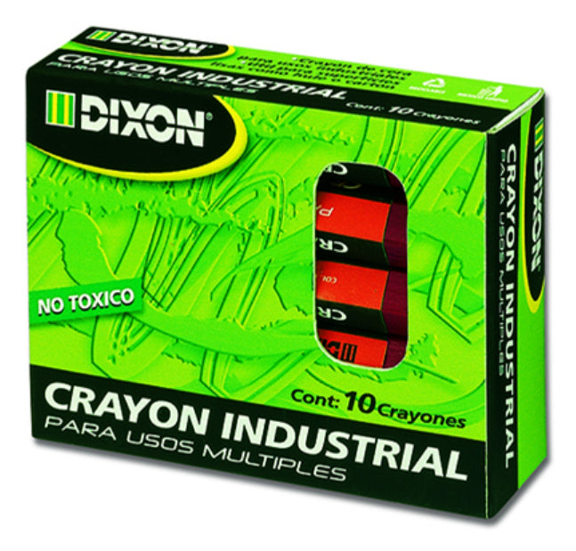 Crayón de Cera Industrial Dixon Rojo Caja con 10 Piezas
