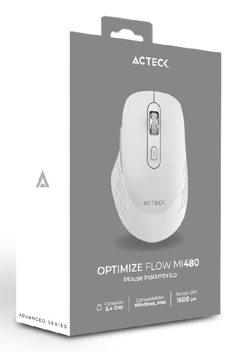 Acteck Optimize Flow MI480 ratón Oficina Diestro RF inalámbrico Óptico 1600 DPI