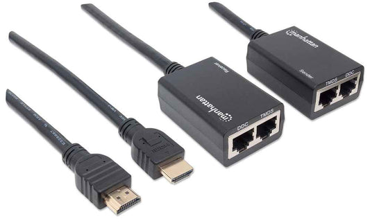 Manhattan 207386 extensor de audio/video Transmisor y receptor de red Negro