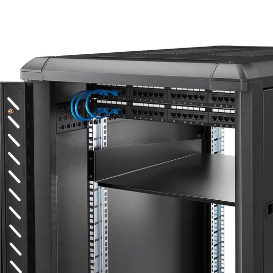 Charola fija para rack StarTech.com CABSHELF22 de 2U, 22" de profundidad, hasta 23 kg, acero, negro