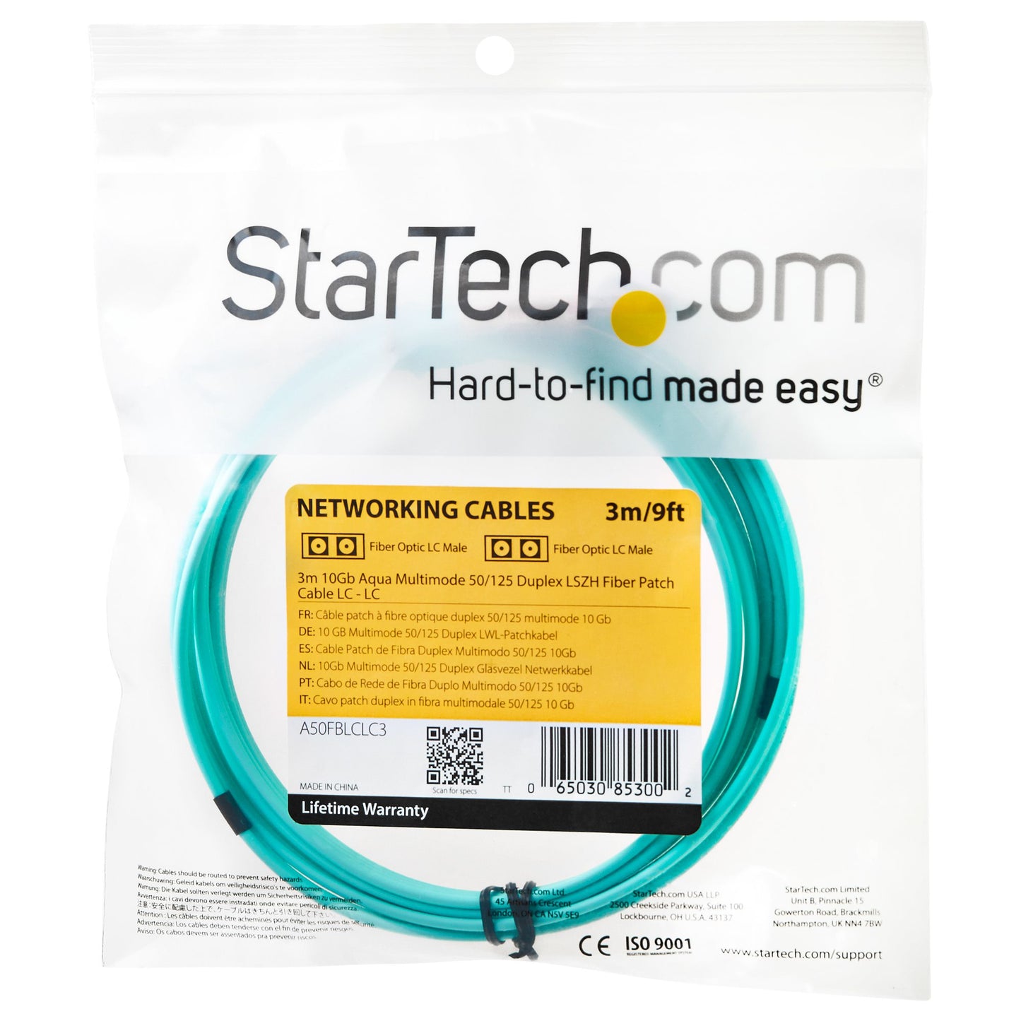 StarTech.com A50FBLCLC3 cable InfiniBand y de fibra óptica Turquesa