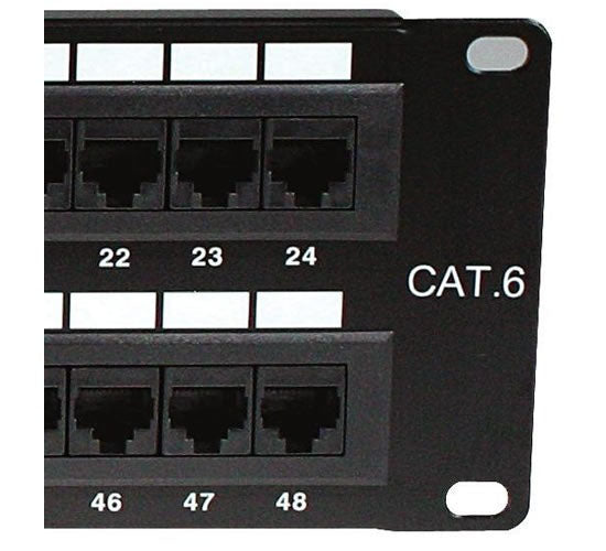 Panel de Conexión Red Nexxt Solutions para Rack Cat6 48 Puertos Pre-configurado Sin Blindaje Tipo 110 Esmalte Negro