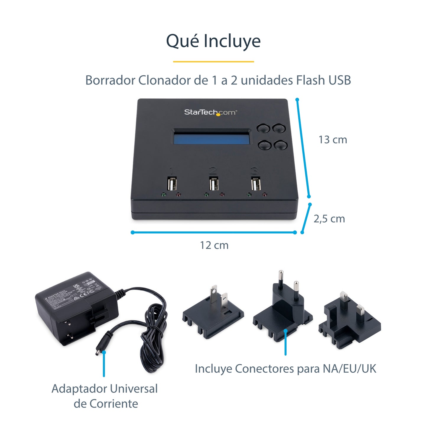 StarTech.com USBDUP12 duplicador de datos o soporte Duplicador de unidades flash USB Azul 2 copias