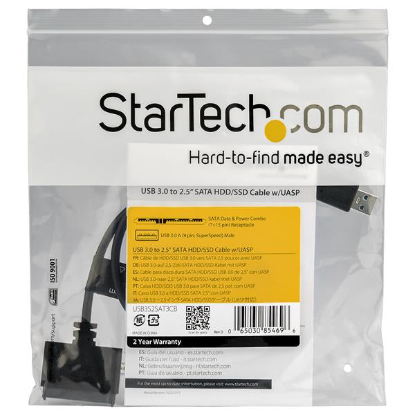 StarTech.com USB3S2SAT3CB base para laptop o replicador de puertos Negro