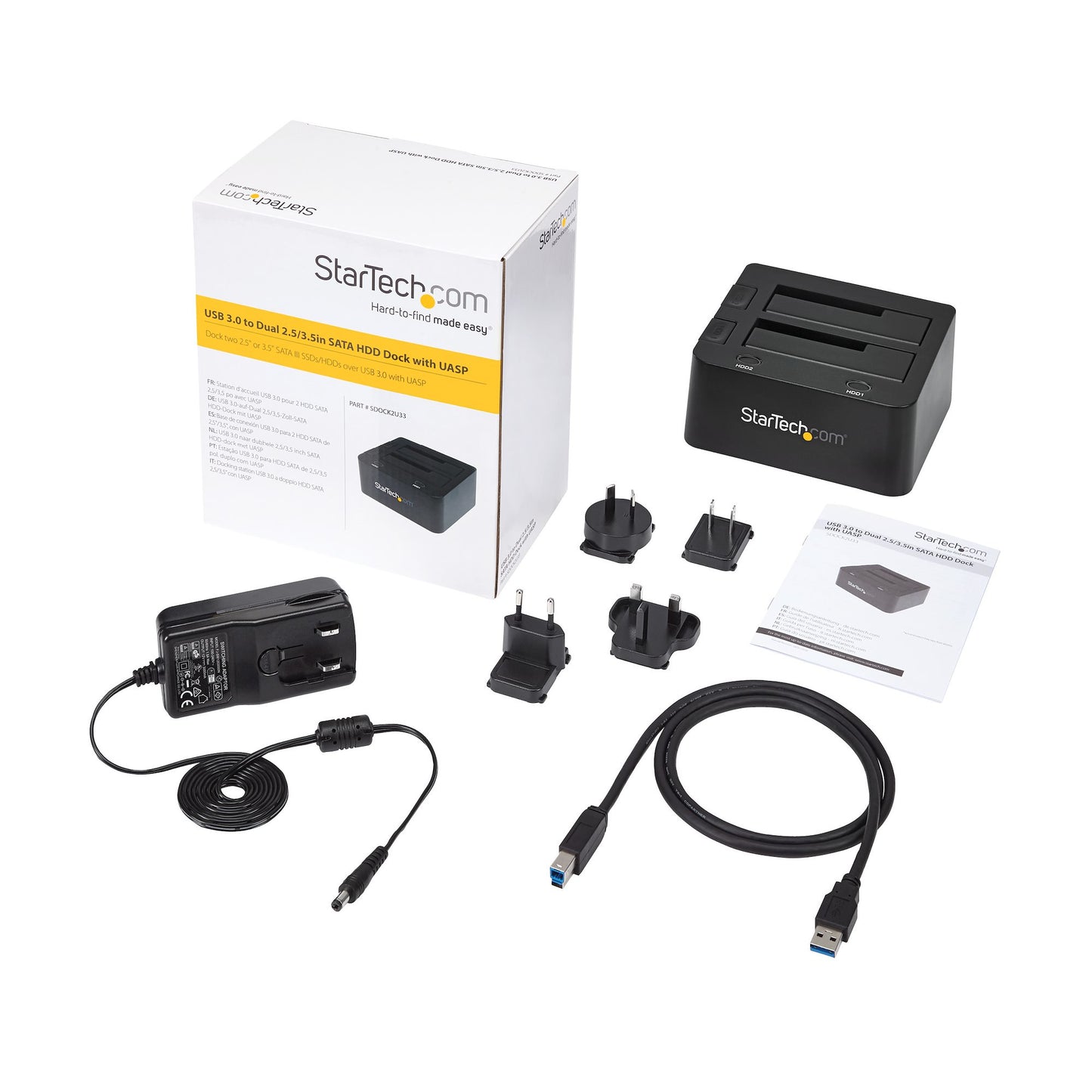 StarTech.com SDOCK2U33 base de conexión para disco duro USB 3.2 Gen 1 (3.1 Gen 1) Type-B Negro