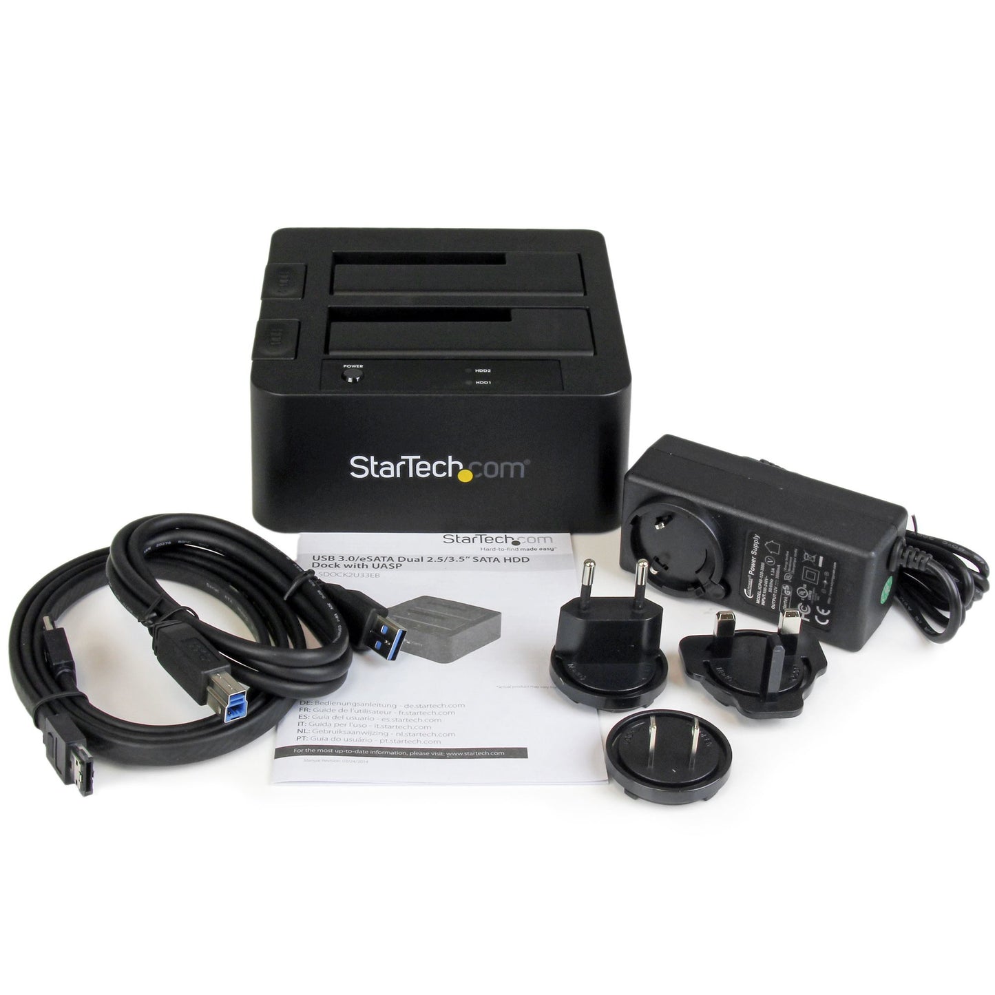StarTech.com SDOCK2U33EB base de conexión para disco duro USB 3.2 Gen 1 (3.1 Gen 1) Type-B Negro