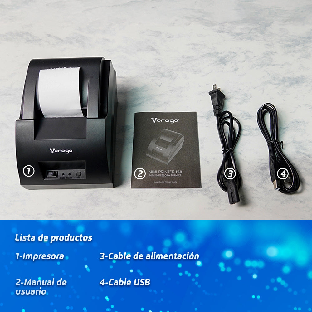 Impresora Termica Vorago POS MNP-158 Tickets 58mm USB RJ11