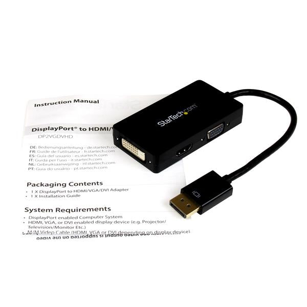 StarTech.com DP2VGDVHD adaptador de cable de vídeo 0.15 m Negro