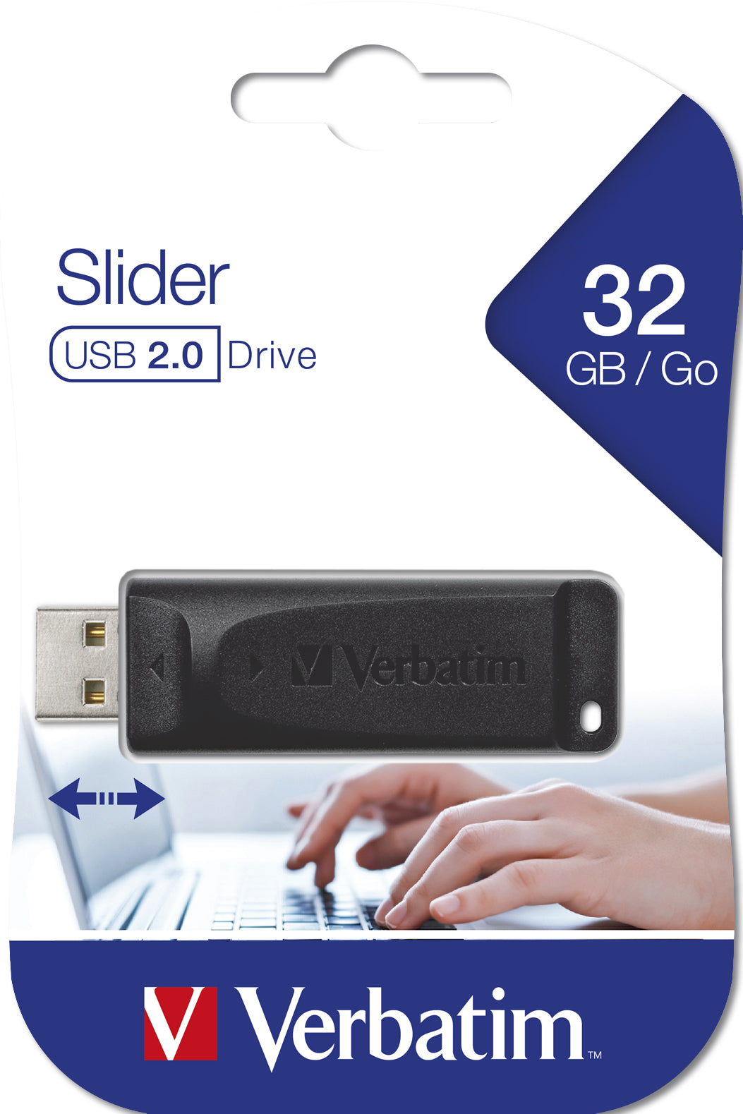 Memoria USB VERBATIM Flash 2.0 Slider 32GB - Negro