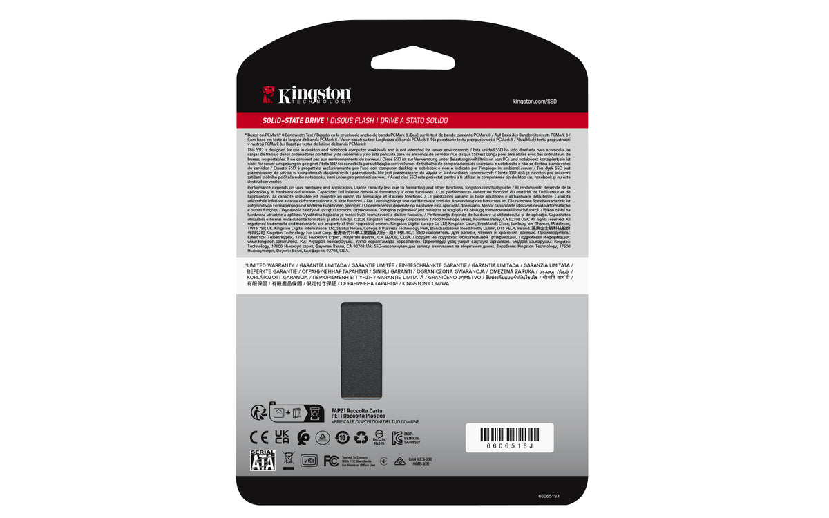 Unidad de Estado Sólido SSD Kingston A400 960GB 2.5 Sata3 7mm Lect.500/Escr.450mbs