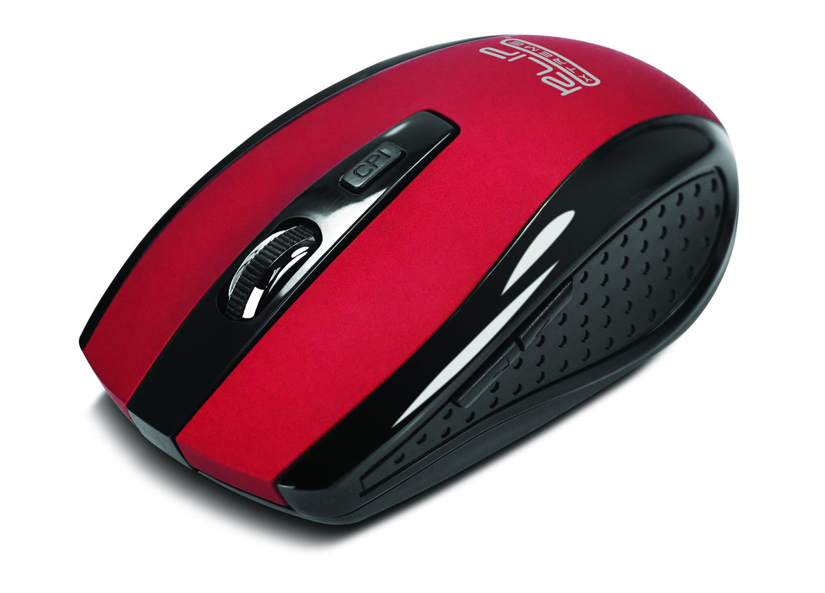 Mouse inalambrico Klip Xtreme ergonomico Klever KMW-340RD 6 botones Conexion USB 2.4 GHz 1000/1200/1600 DPI Color Rojo