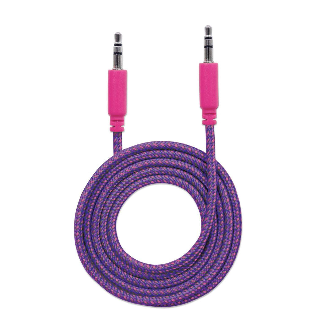 Cable Manhattan Audio Estéreo con Recubrimiento Textil 3.5mm 1m Color Rosa-Morado