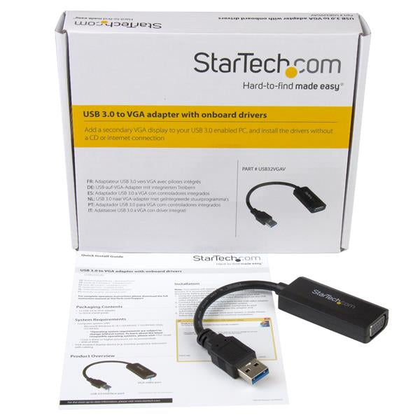 StarTech.com USB32VGAV adaptador gráfico USB 1920 x 1200 Pixeles Negro