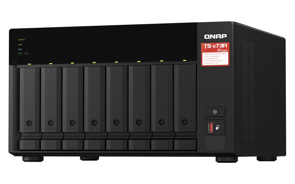 QNAP TS-873A NAS Tower Ryzen Embedded V1500B 8 GB DDR4 0 TB QNAP Turbo System Antracita