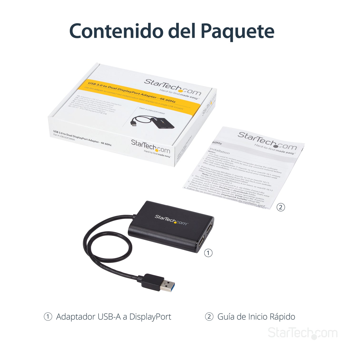 StarTech.com USB32DP24K60 adaptador gráfico USB 4096 x 2160 Pixeles Negro