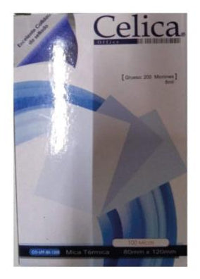 Mica Térmica Celica Tamaño Oficio-Legal 229x368mm 8 Milesimas o 200 Micrones Paquete C/50 Pzas