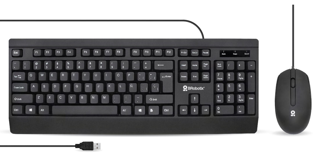 BRobotix 6007198 teclado Ratón incluido Universal USB QWERTY Inglés Negro