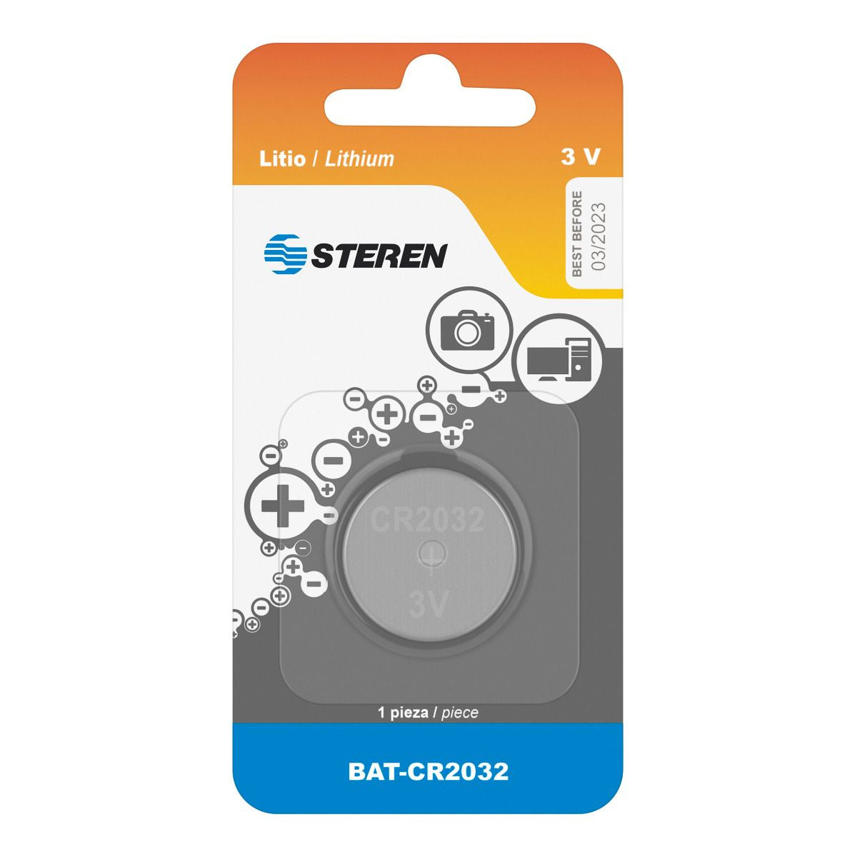 Pila de Litio Steren Tipo Botón CR2032 Capacidad 210 mAh